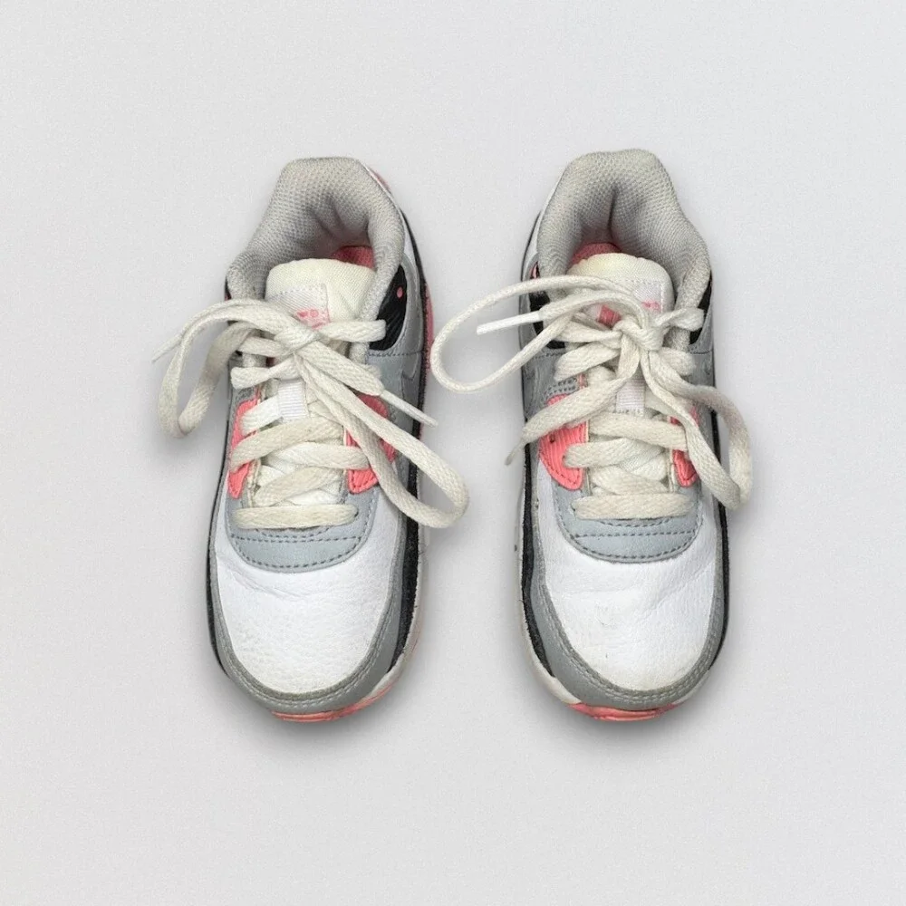 White Gray Pink Athletic Running Sneakers Kids Size 10C